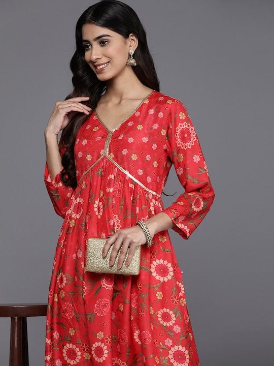 XXXL Cotton Bandhej Printed RED Colour Kurti in Gown Pattern at Rs  900/piece in Jaipur